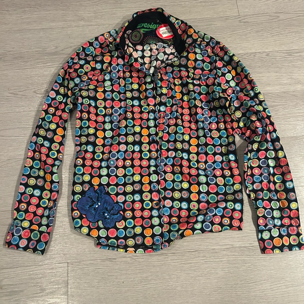 Desigual Multicolor Trippy Mens Button Down Shirt Size M